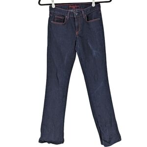 Ralph Lauren 867 Dark Blue Wash Denim Jeans Lipstick Red Stitch Women's 27 